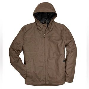 DRI DUCK, Men’s Yukon Flex Hooded Stretch Canvas Work Jacket, Field Khaki, Small
